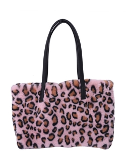 Soft Fur Animal Print Tote Shoulder Bag HBG103773  PINK